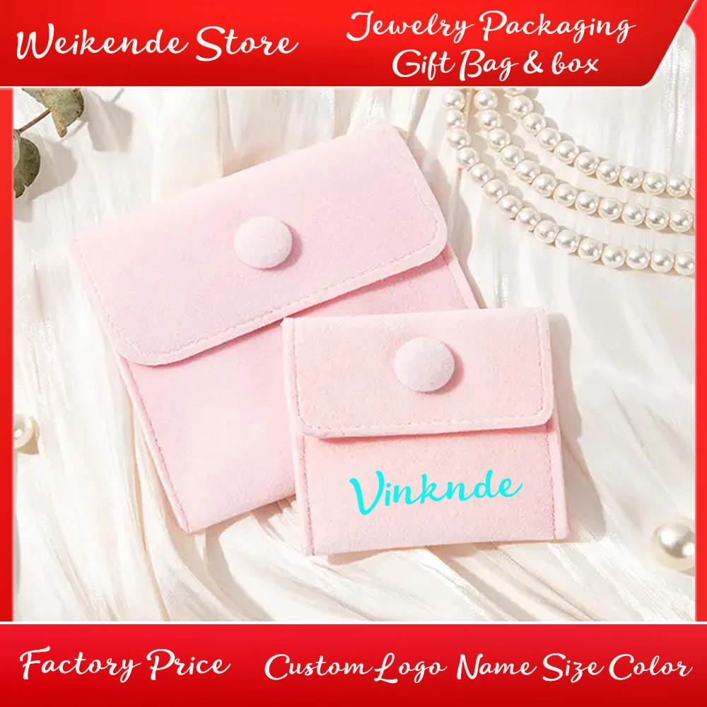 

New Personalized Logo Jewelry Velvet Bag 7x7cm Coin Purse Key Gift Button Pouch Earrings Ring Studs Earphone Cable Organizer Box