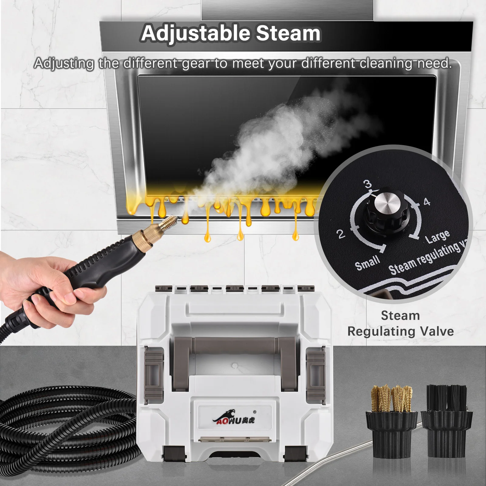 2500W Portable Steam Cleaner High Temperature Pressurized Steam Cleaning Machine Tankless and Heavy Duty Steamer for Kitchen