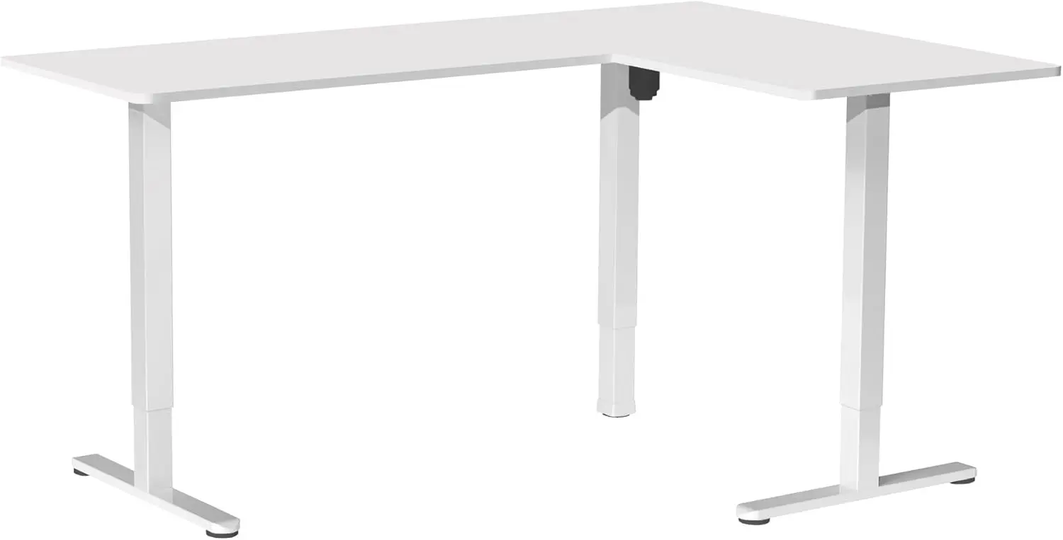 

Electric Corner L-Shaped 63 x 47 inch Standing Desk, Height Adjustable, Memory Controller, White Top White Frame