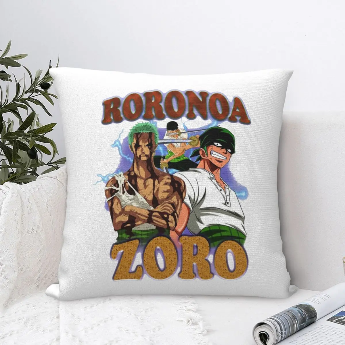 Roronoa Zoro Vintage Anime Pillowcase Polyester Cushion Cover Gift Pillow Case Cover Sofa Square 40*40cm