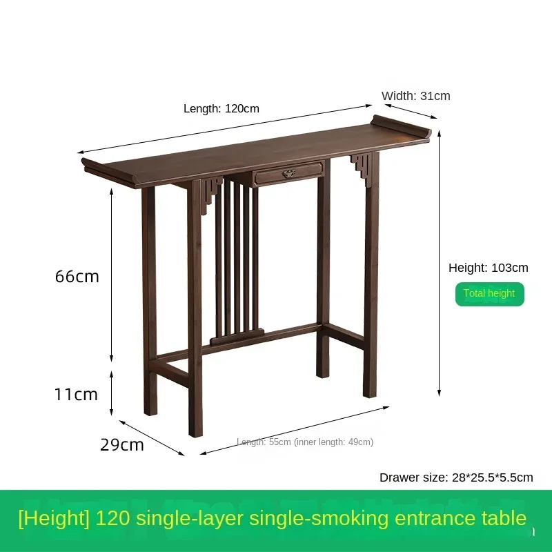 Nieuwe Chinese stijl offertafel voor de God of Wealth, bamboe en massief houten entreekast, moderne woonkamer Boeddhistische nich