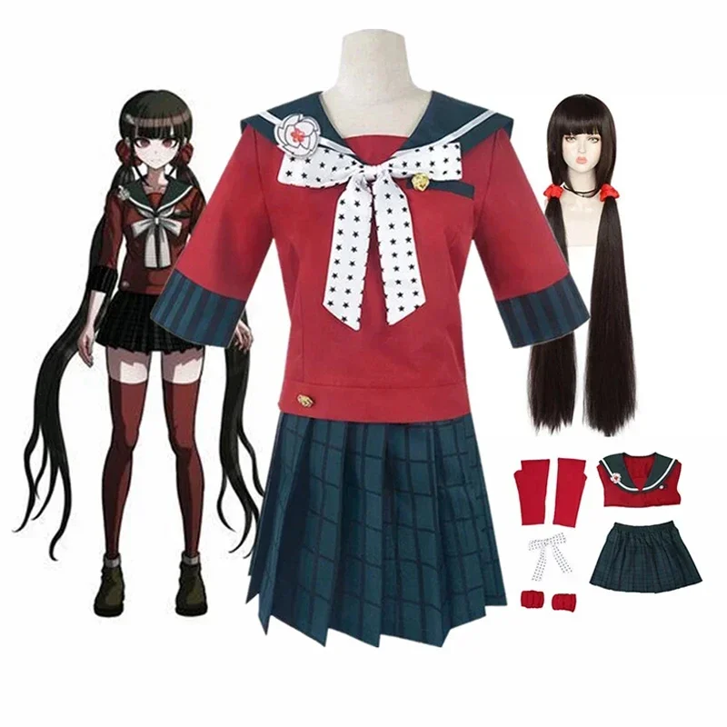 Anime Danganronpa Harukawa Maki Cosplay Costume School Girls Uniform Full Set Wig Accessories Women Halloween Party Costume suit