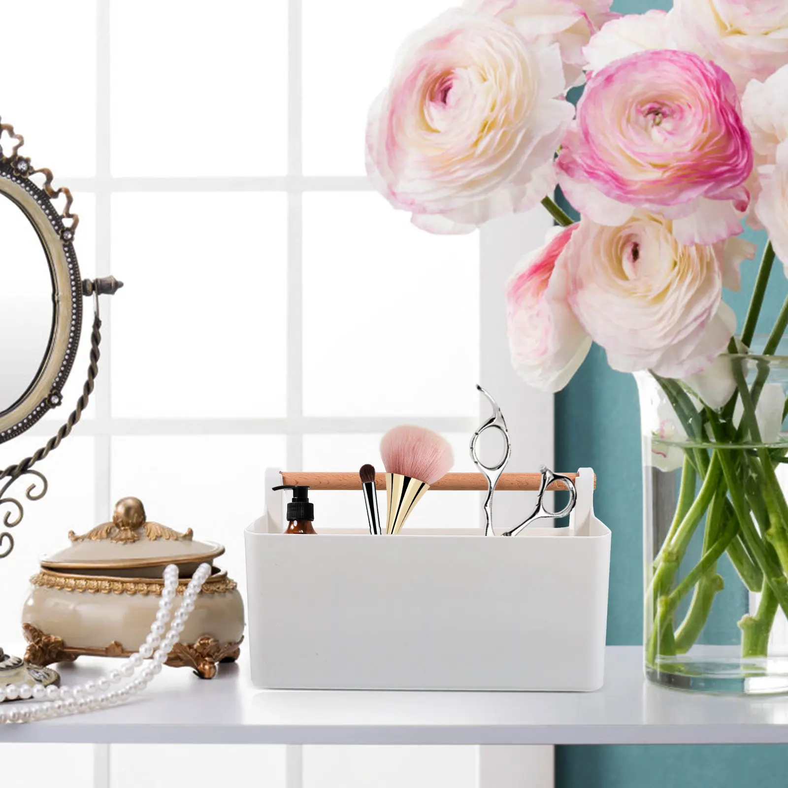 

Настольный органайзер с несколькими отделениями, гладкая поверхность, для офиса, дома, ванной комнаты, туалетного столика, держатель для канцелярских принадлежностей и ручек