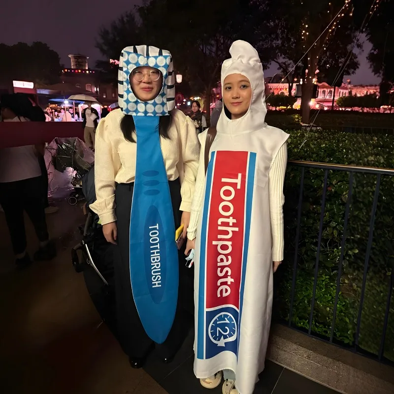 Halloween cosplay costume toothbrush toothpaste couple costume