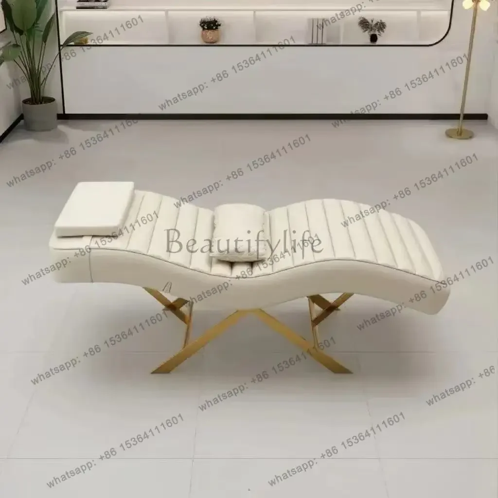 02Modern Golden Base Massage Table for Beauty Living Room Eyelash Extension Full Set of Furniture
