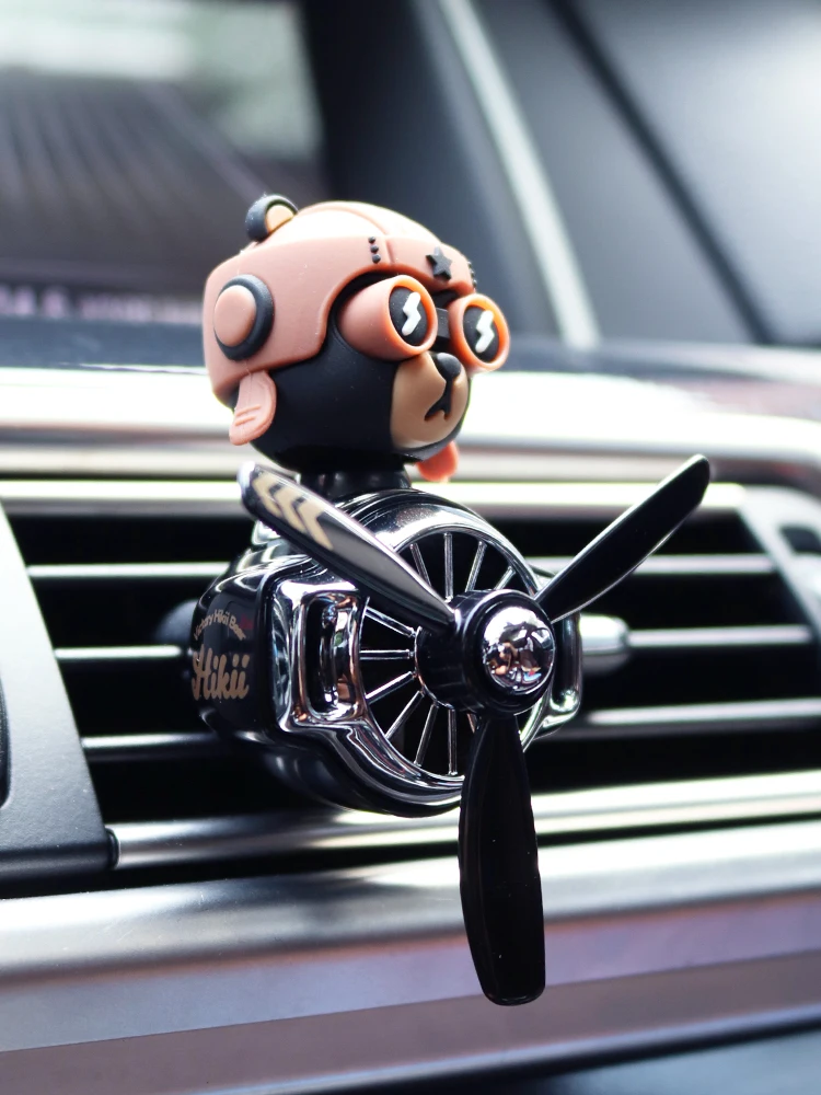 Tête secouer vent rotation cool amusant pilote ours voiture désodorisant évent accessoires décorations ornements parfum diffuseur de parfum
