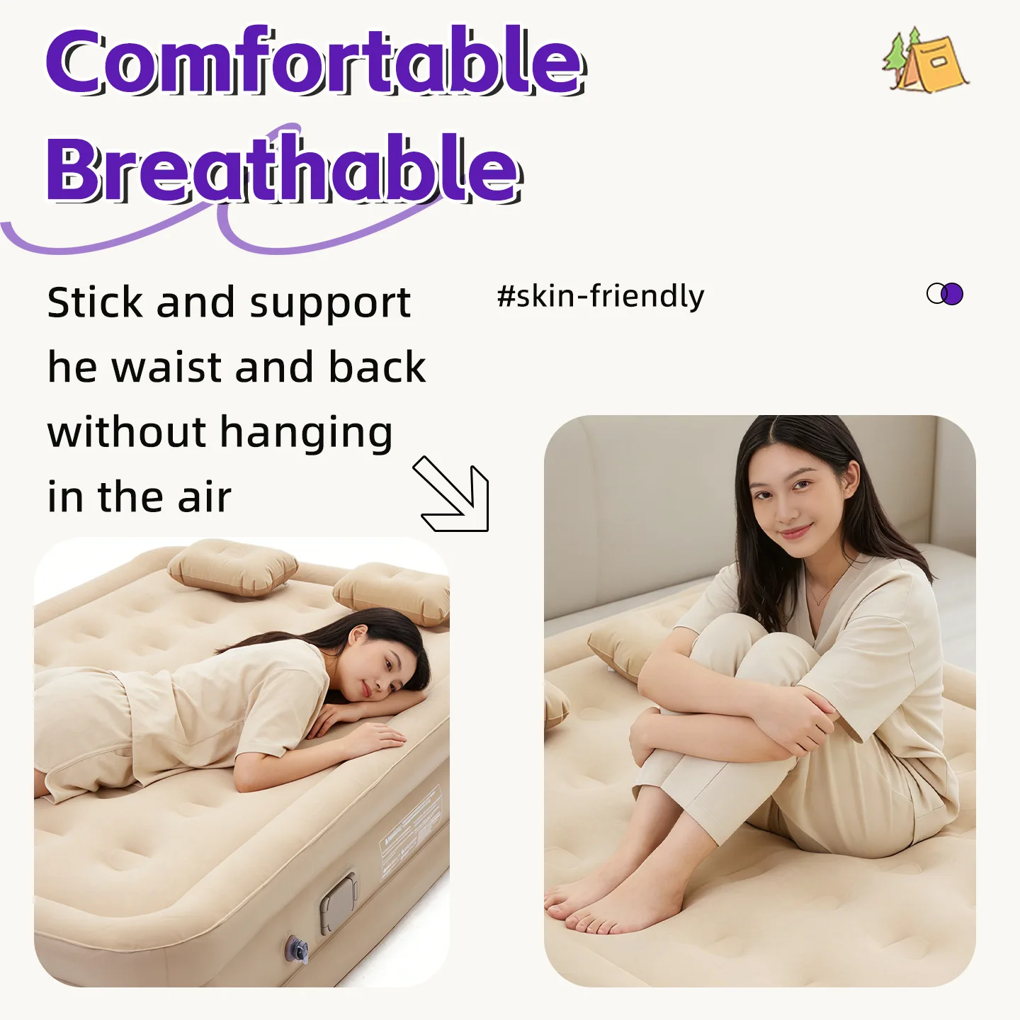 Household Double Automatic Inflatable Mattress, Outdoor Camping Tent, Moisture-Proof, Portable, Easy To Store, Air Mattress Bed