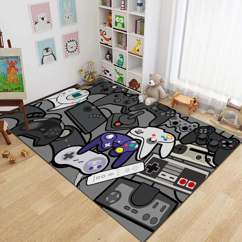 11 Sizes Gamer Controller Area Rugs Non-Slip Floor Mat Doormat Home Runner Rug Carpet for Bedroom Indoor Kids Play Mat Alfombra