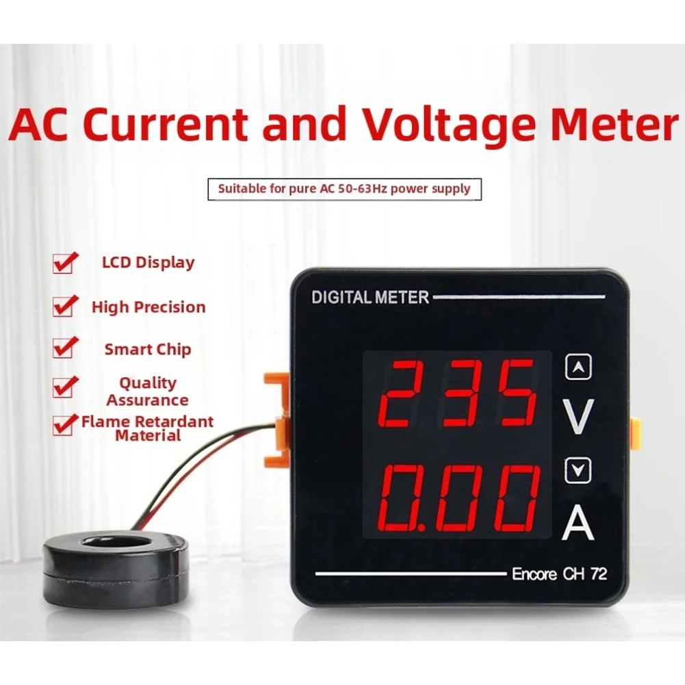 1PC Embedded Digital Display AC Voltage And Current Meter With LCD Readout For Industrial And Residential Panel Installation