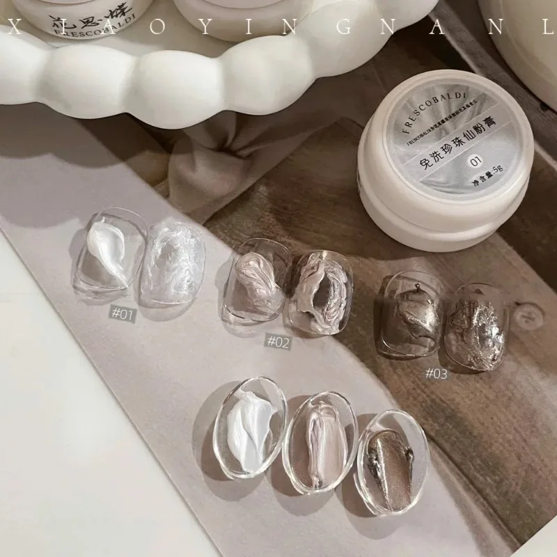 3 cores sem limpeza pérola creme escultura em unhas gel texturizado arte do prego documerarion diy salão de beleza creme de unhas para 3d cromo em pó manicure