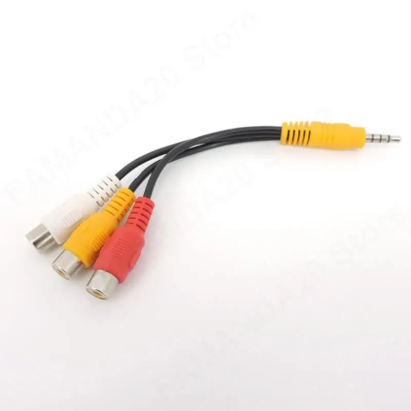 Audio 3.5mm Aux Male jack Stereo 3 pole to 3 RCA Female 3rca AV Adapter Cable for High-Performance Video Audio Playback M20