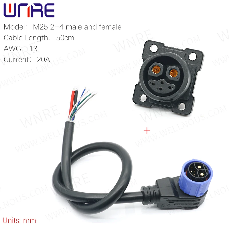 M25 E-BIKE Battery Connector IP67 Scooter Socket 20A Charging Socket Waterproof Plug With Cable Wire Plug Batteries