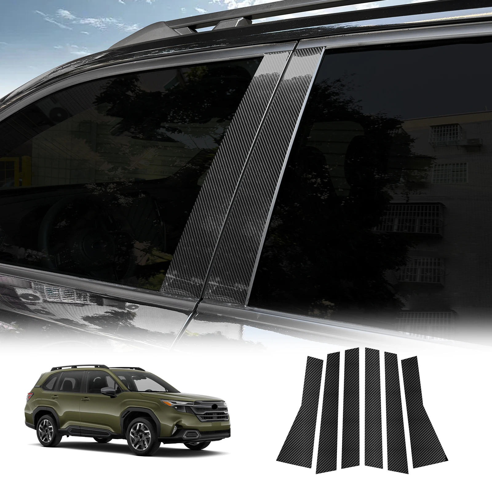 

TPU For Subaru Forester 2025 2026 2027 LHD RHD B C Pillars Sticker Car Carbon Fiber Pattern Style Trim Sticker