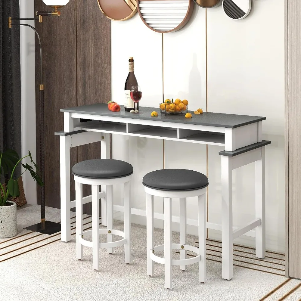 Barkrukken set van 4, 25 inch tegenhoogte krukken met ronde zitting, voetsteun, houten frame, modern kunstleer, gestoffeerd