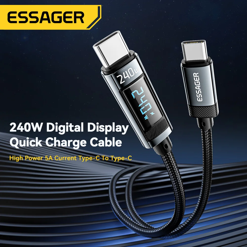 Essager 240W USB Type C To USB C Cable PD 3.1 100W Fast Charging Charger Cables 6A For MacBook Pro Laptop Xiaomi iPad Data Cord