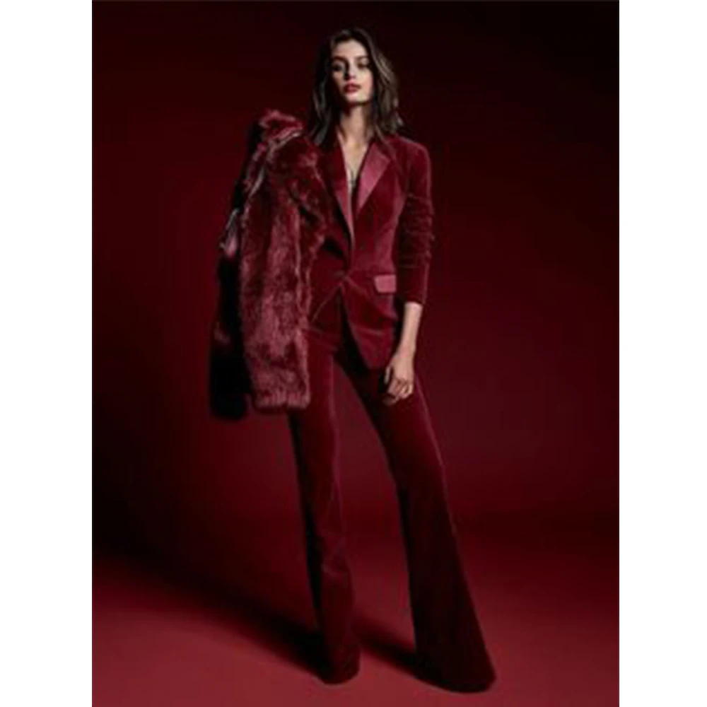 New Women's Three-piece Velvet Elegant Business Casual Single Breasted Suit Woman Clothing Dresses for Women 2023 Pants Sets