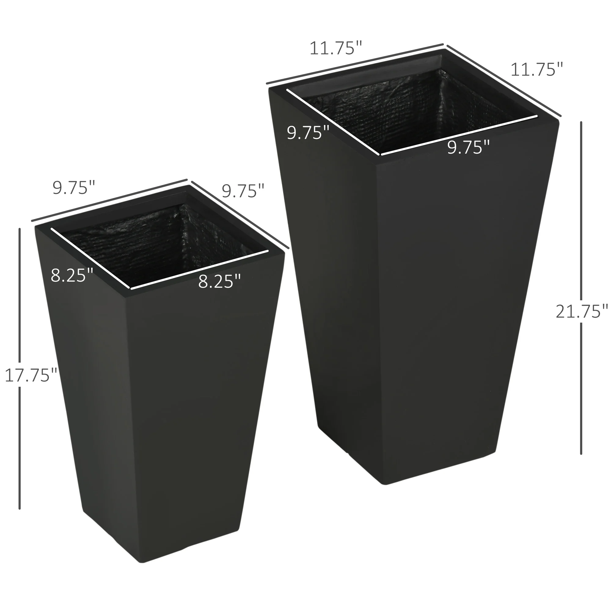 Tall Plant Pot,2-Pack Outdoor Planter Set,Flower Pots with Drainage Holes,for Porch,Entryway,Patio,Yard,Garden