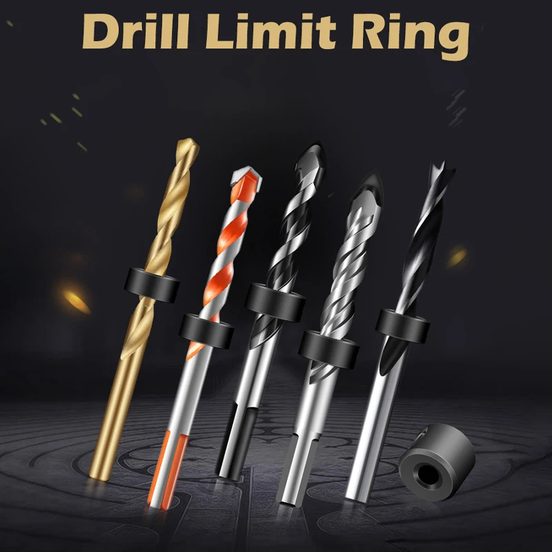 8 PCS 3-16mm Drill Depth Stop Bit Collar Set Adjustable Drilling Positioner Limit Ring Woodworking Tools Dremel Accessories