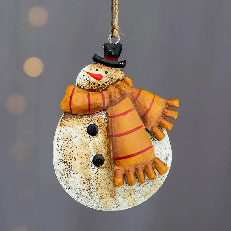 New Year 2024 Christmas Pendant Xmas Tree Decorations Hanging Metal Ornaments DIY Santa Claus Snowman Party Kids Toys Gift Xmas