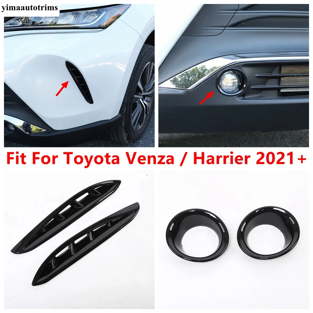 

For Toyota Venza / Harrier 2021 - 2024 Front Fog Light Lamp Ring Eyebrow Eyelid Cover Trim ABS Black / Carbon Fiber Accessories