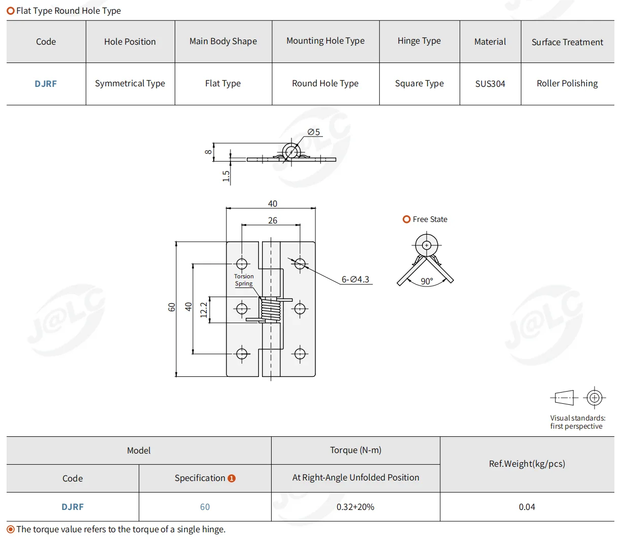 1 قطعة المفصلي فراشة الربيع 60 مللي متر ثقب دائري نوع مسطح-خزانة باب من الفولاذ المقاوم للصدأ المفصلي محملة بنابض #4