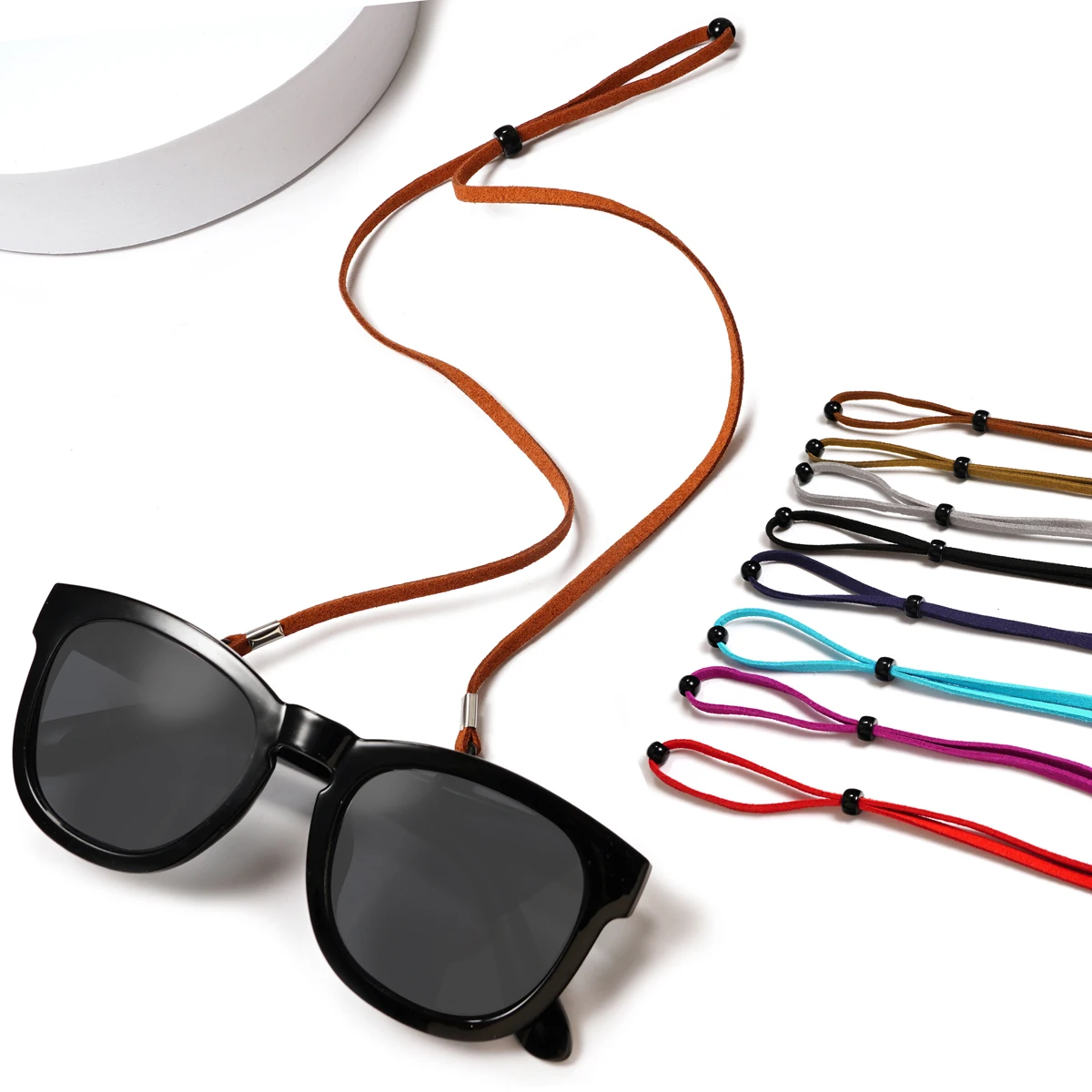 1ps Eyeglasses Holder Strap Cord, Premium Leather Eyeglasses String Holder Chain Necklace, Anti-slippery Glasses Cord Lanyard