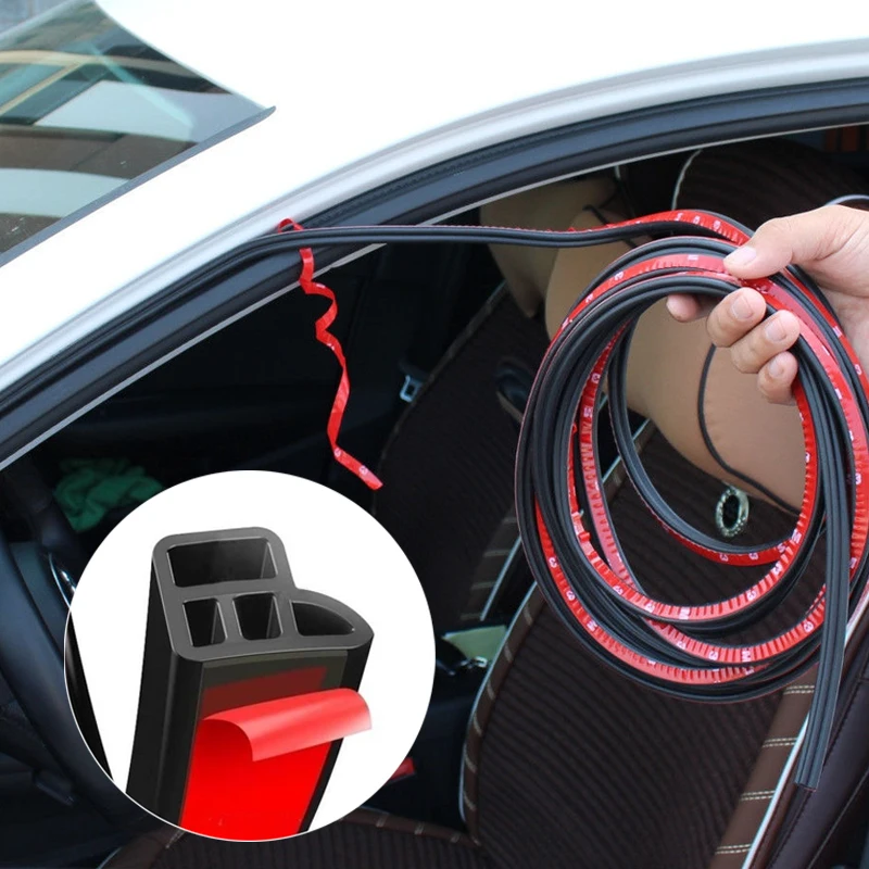 Car Door Rubber Seal Strips Auto Double Layer Sealing Stickers For Door Trunk Sound Insulation Weatherstrip Car Accessories