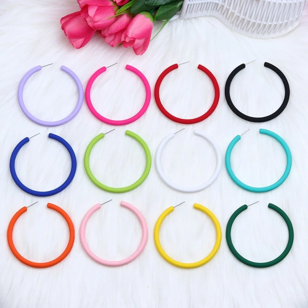 1 pair New Acrylic Circular Earrings Circle Jewelry Ear Jewelry Round Popular Accessories Gift