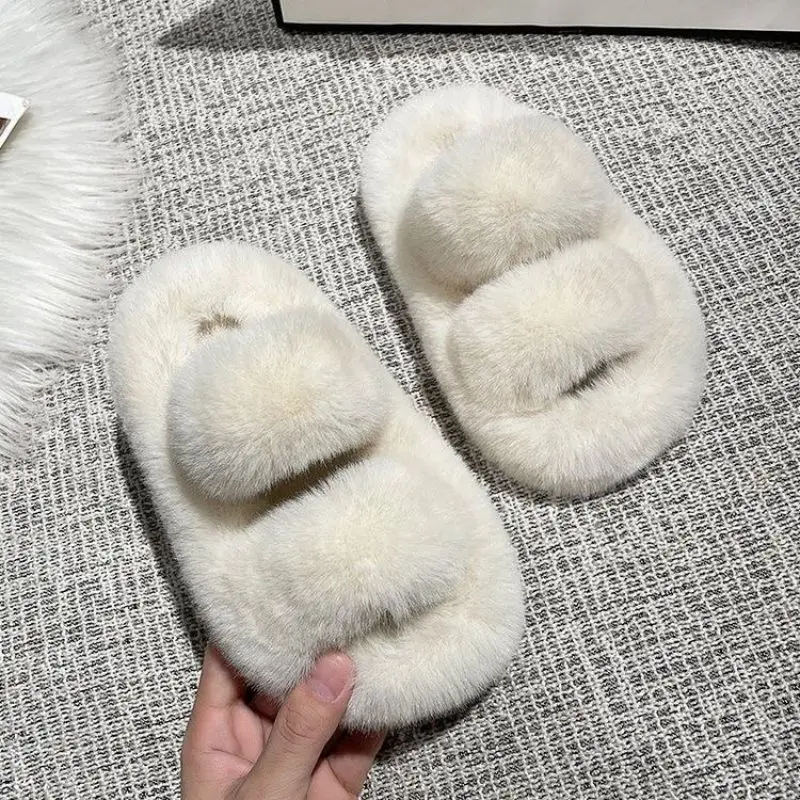 Newborn Baby Girl Princess Furry Slippers Indoor Infant Toddler Child Home Outdoor Warm Shoes Solid Color Winter Baby Shoes