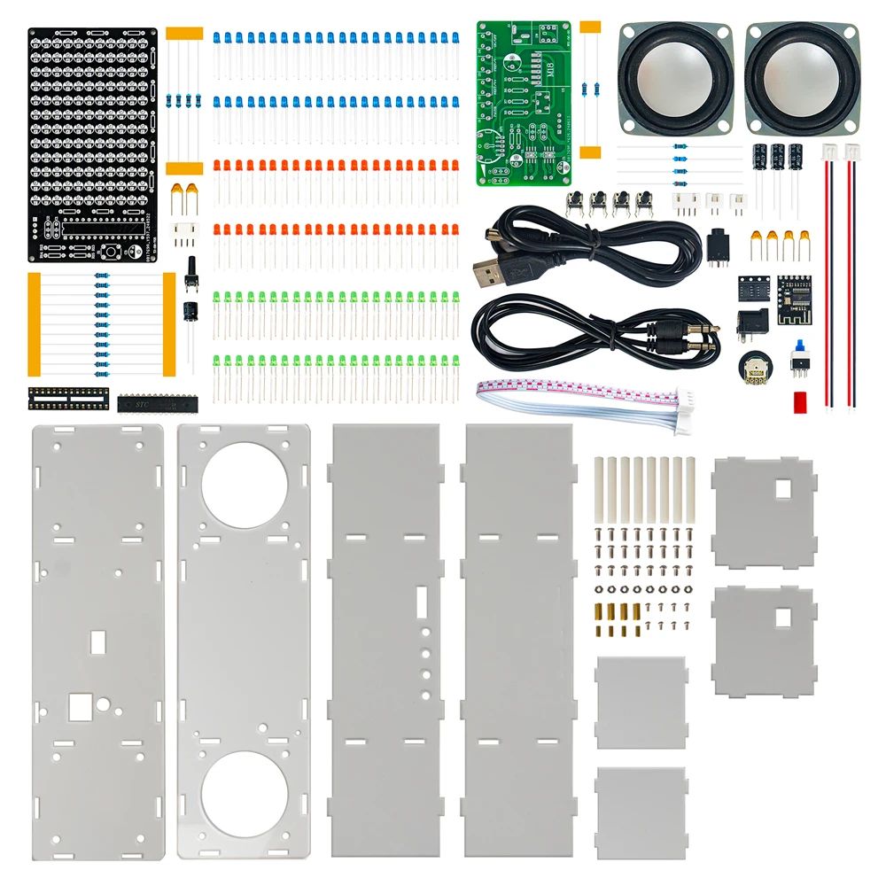 DIY Bluetooth Speaker Kit Electronic LED Music Spectrum MH-M18 Dual Channel Soldering Practice 3W Speaker DC5V 8002 Amplifier