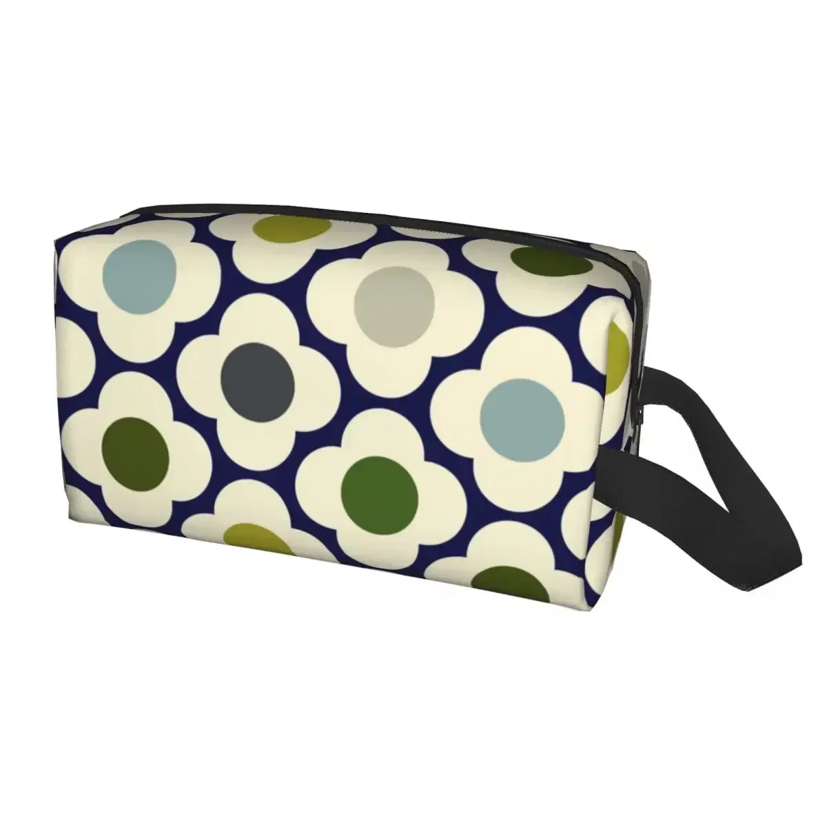 Custom Fashion Orla Kiely Spot Flower Ditsy Blue Multi Travel Toiletry Bag for Women Cosmetic Makeup Bag Beauty Storage Dopp Kit