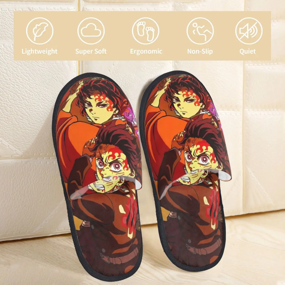 Yoriichi House Slippers Bedroom Anime Demon Slayer Cozy Memory Foam Slippers Non-skid