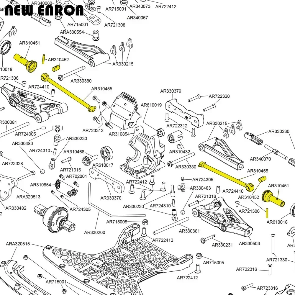 Eixo traseiro dianteiro de aço CVD Eixo de transmissão AR310455 AR310456 para carros 1/7 1/8 RC Arrma 6S TYPHON INFRACTION LIMITLESS MOJAVE