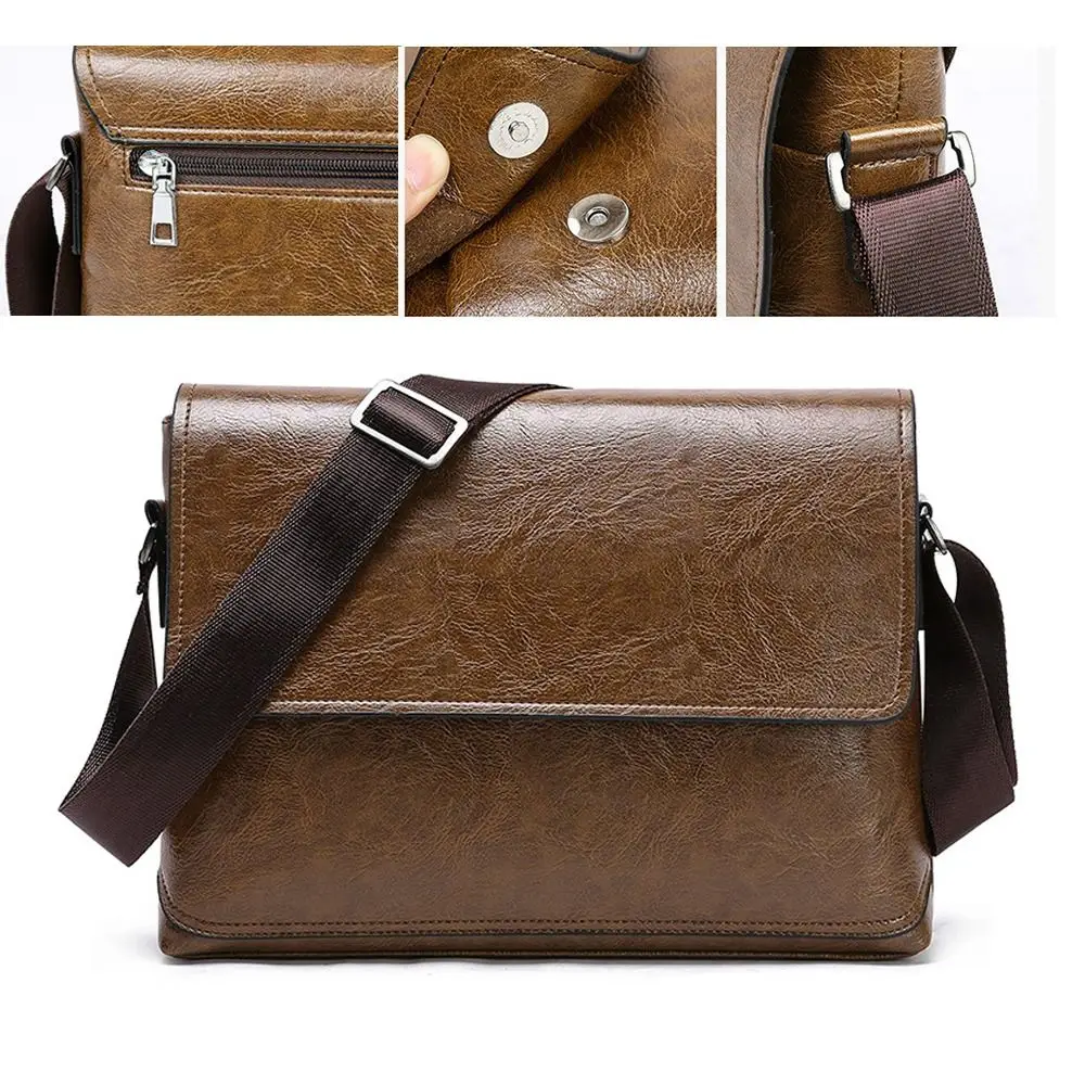 

Роскошная сумка-кроссбоди из искусственной кожи, многофункциональная винтажная мужская сумка-кошелек на одно плечо, деловая сумка для особых случаев