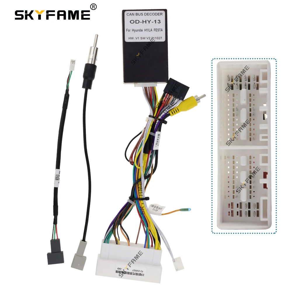 SKYFAME Car 16pin Wiring Harness Adapter Decoder Android Radio Power Cable For Hyundai La Festa LaFesta OD-HY-13
