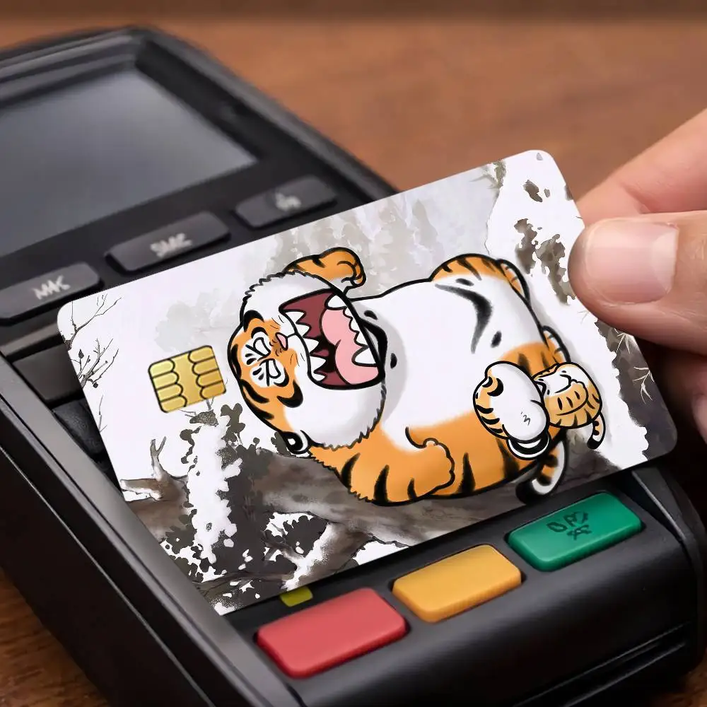 I am Not a Fat Tiger Cute Credit Card Public Transportation Cards Protective Sticker Waterproof Card Face Decoration 4PCS