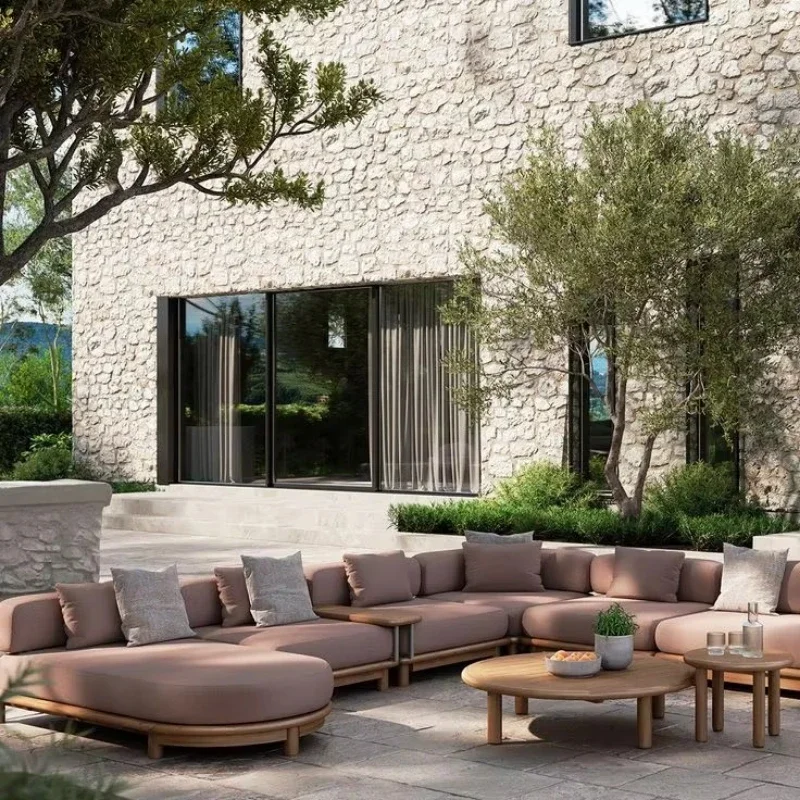 Nordic Modern Hotel Terrace Sofa Set, Wicker Outdoor Garden Furniture with Aluminum Frame for Outside Patio Backyard Use