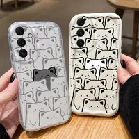 Phone Case For Huawei Honor 90 Lite 20 50 SE Nova 5T 11 7 9 10 P30 P40 Mate 30 40 Pro Wavy Edge Korean Cute Bear Black Cat Cover