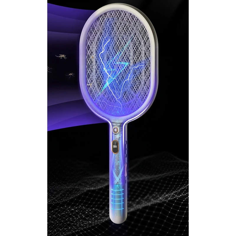 Raquete assassino do mosquito elétrico, Swatter Fly portátil, Bug Zapper recarregável, interior e exterior, rosa