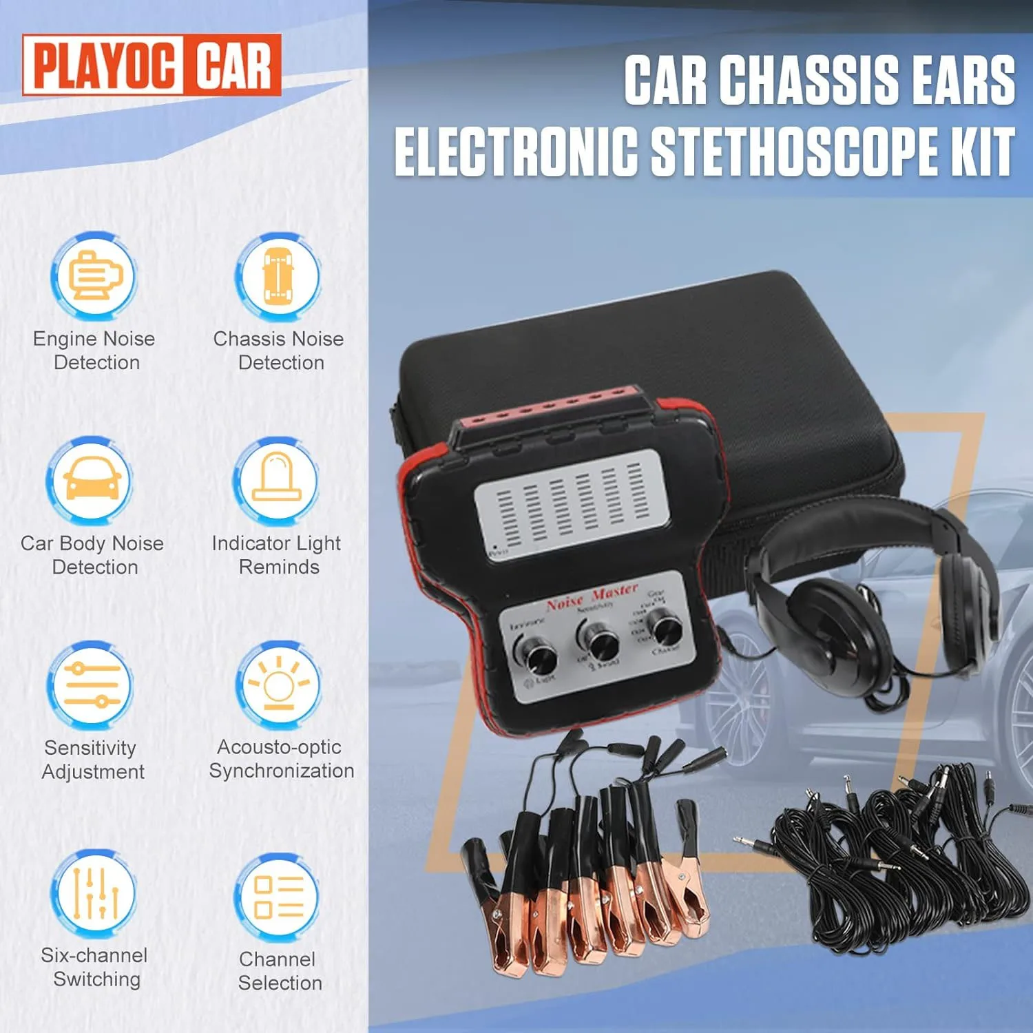 Chassis system ear electronic stethoscope diagnostic kit with earphones six-channel stethoscope abnormal sound tester