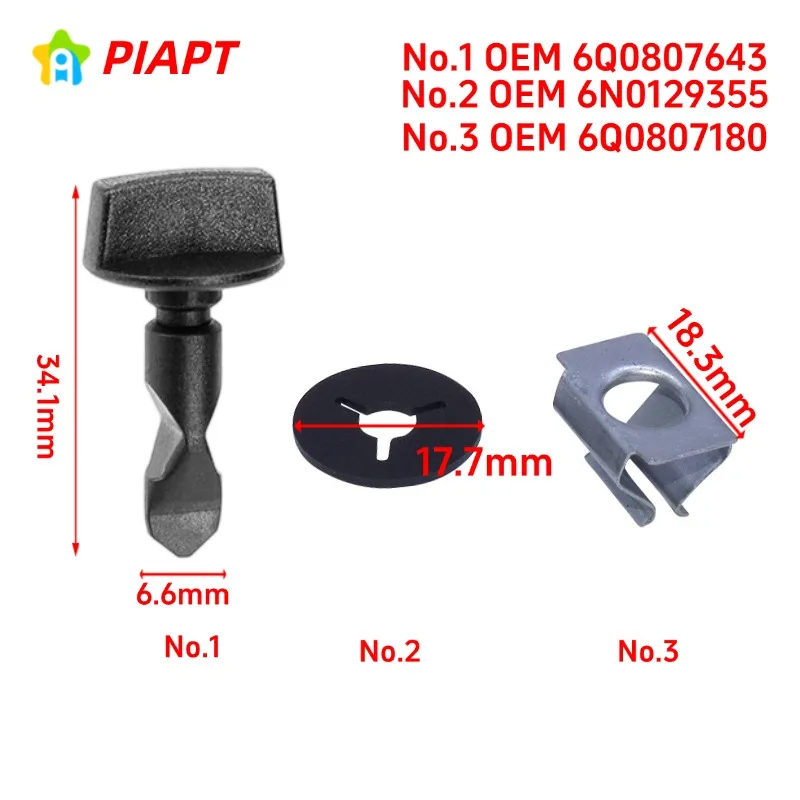 Image of 4SET 12PCS OEM 6Q0807180 6Q0807643 6N0129355 Stoßstangenabdeckungs-Clipschrauben mit Unterlegscheibe für Audi A1 A3 Q7 TT