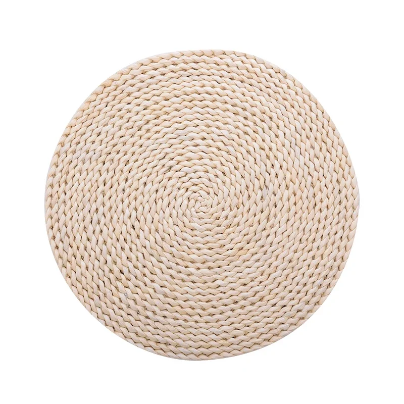 Handmade Grass Woven Corn Skin Round Coaster Retro INS Style Gourmet Dessert Decoration Small Fresh Ornaments Photo Props