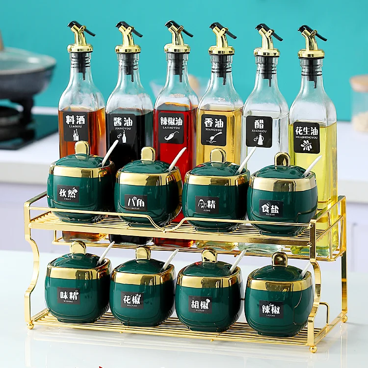 

Ceramic Nordic Spice Jar Container Modern Oil and Vinegar Bottles Salt and Pepper Spice Rack Especiero Kitchen Supplies