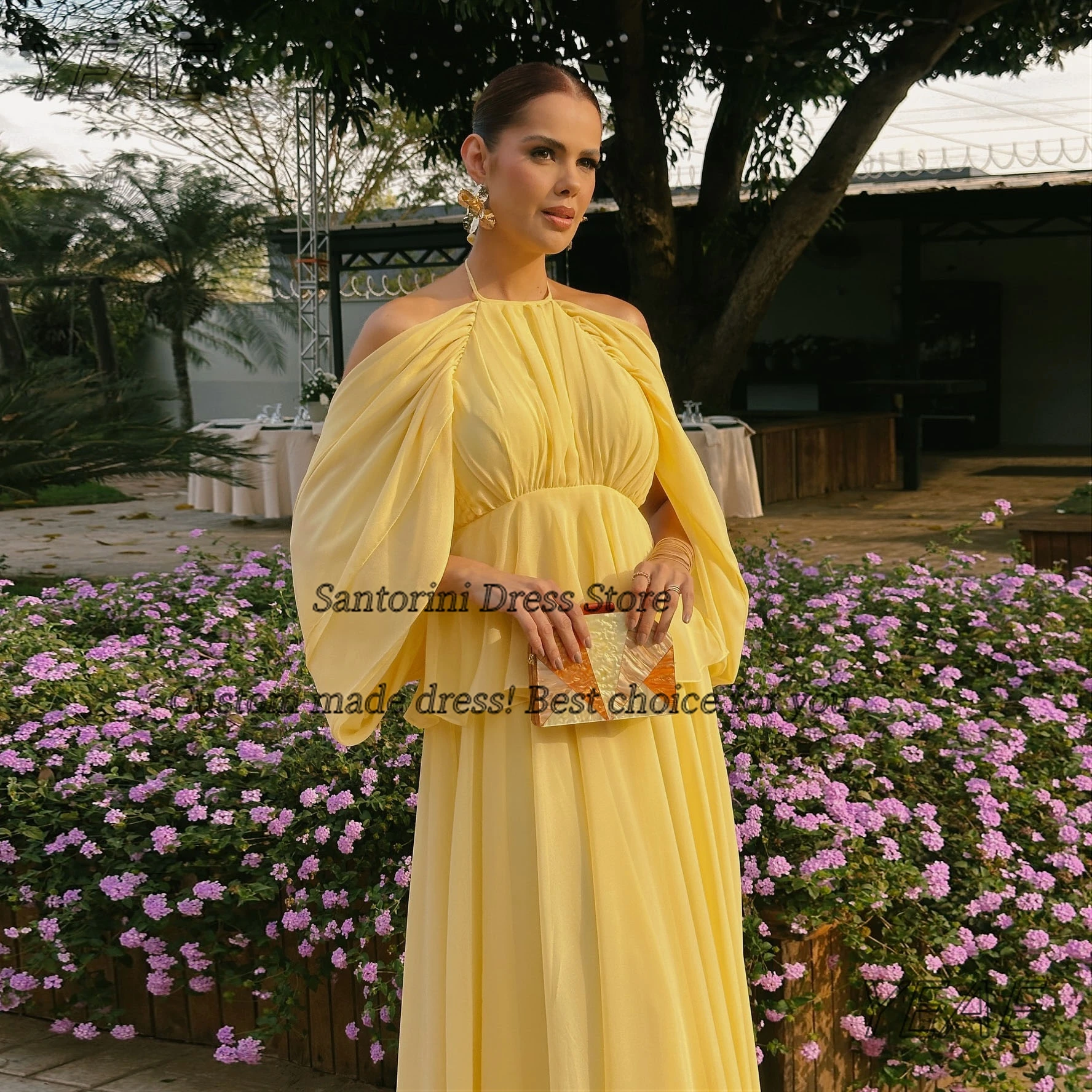 Sukienki na studniówkę z odkrytymi plecami w stylu Santorini 2025, sukienki wieczorowe z dekoltem typu halter, odkryte ramiona, seksowne suknie na przyjęcie urodzinowe, szyte na miarę