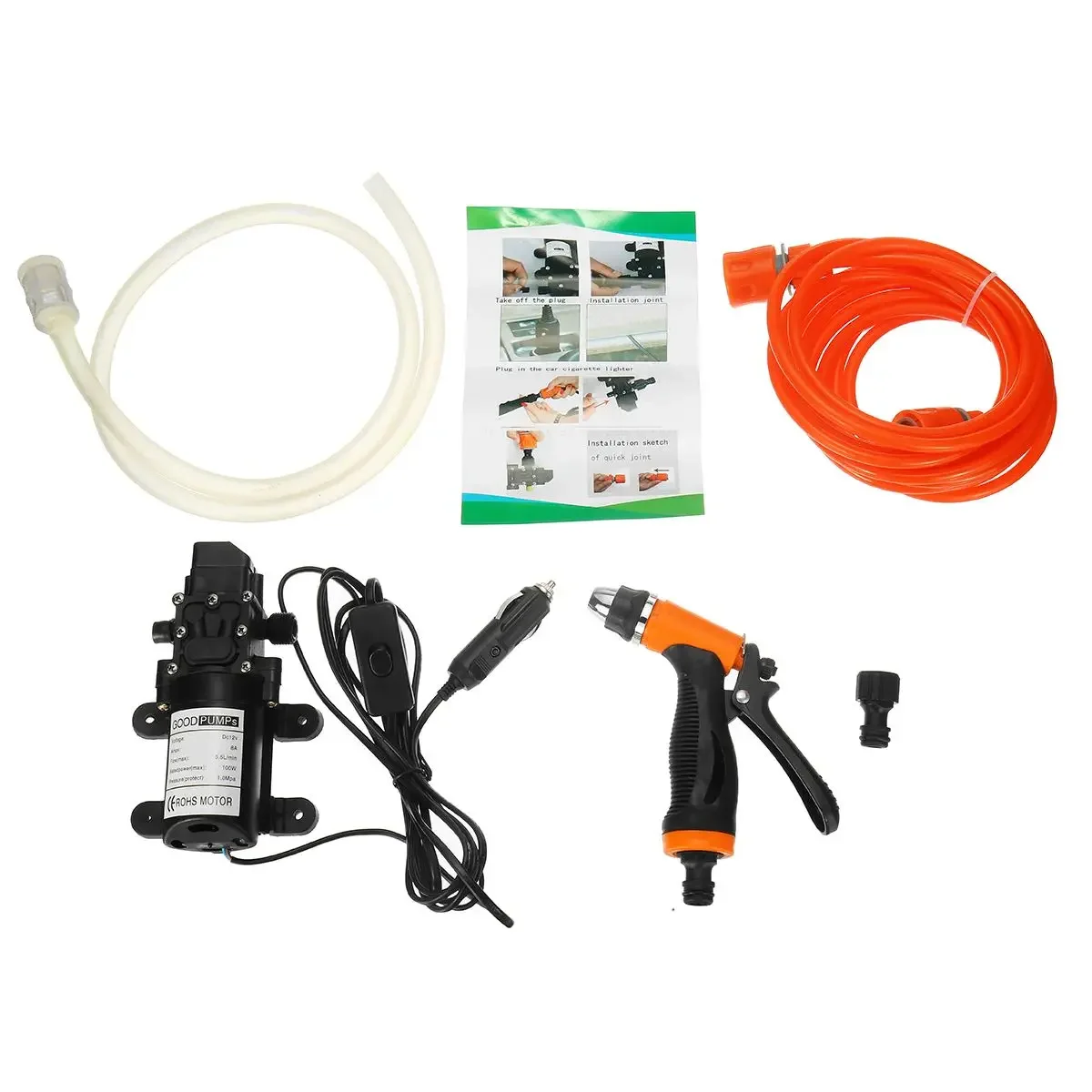 

Water Pump 12V 100W 5.5L/Min Stable High Pressure Diaphragm Water Pump Sprayer Car Wash 12 V Self Priming Water Pump