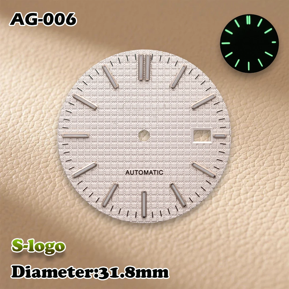 S Logo 31.8mm Royal Oak Wijzerplaat NH36/NH35 bewegingen Groen Lichtgevende Hoge Kwaliteit Horloges voor mannen Horloge Modificatie accessoires