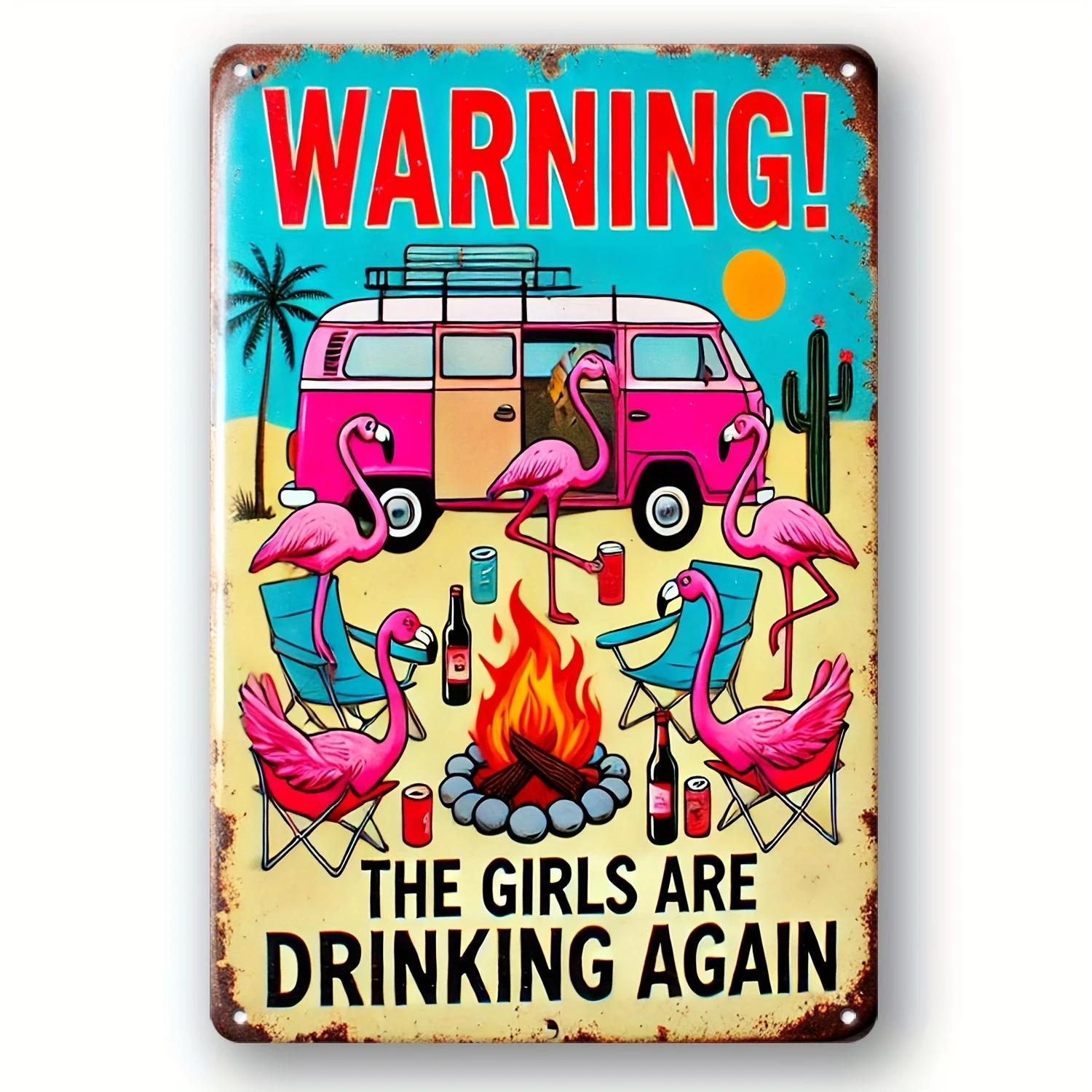

Girls Drinking Warning Humorous Retro Style Sign, Suitable for Party Enthusiasts and Humorous Decor Crowd