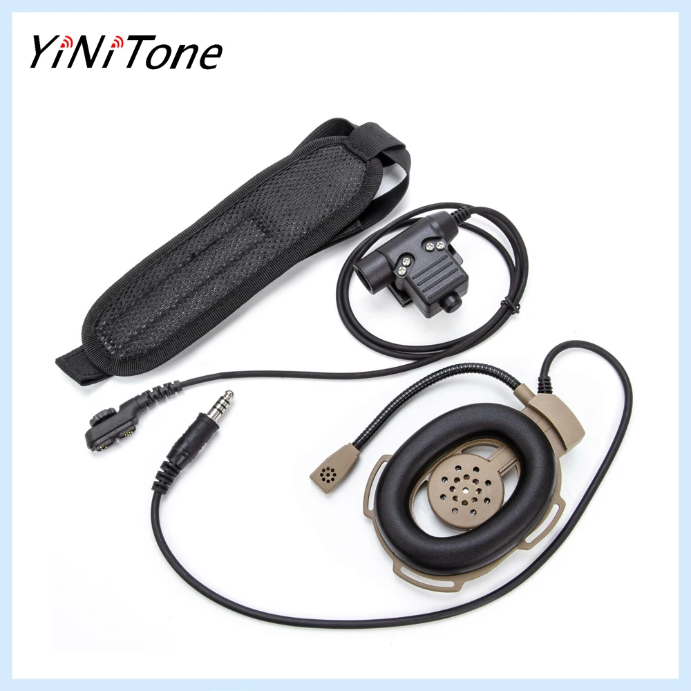 

HD01 Brown Bowman Elite II Two Way Radio 7.1mm Headset Microphone with U94 PTT Adapter for Hytera PD780 PT580H PD780G PD782 PD78