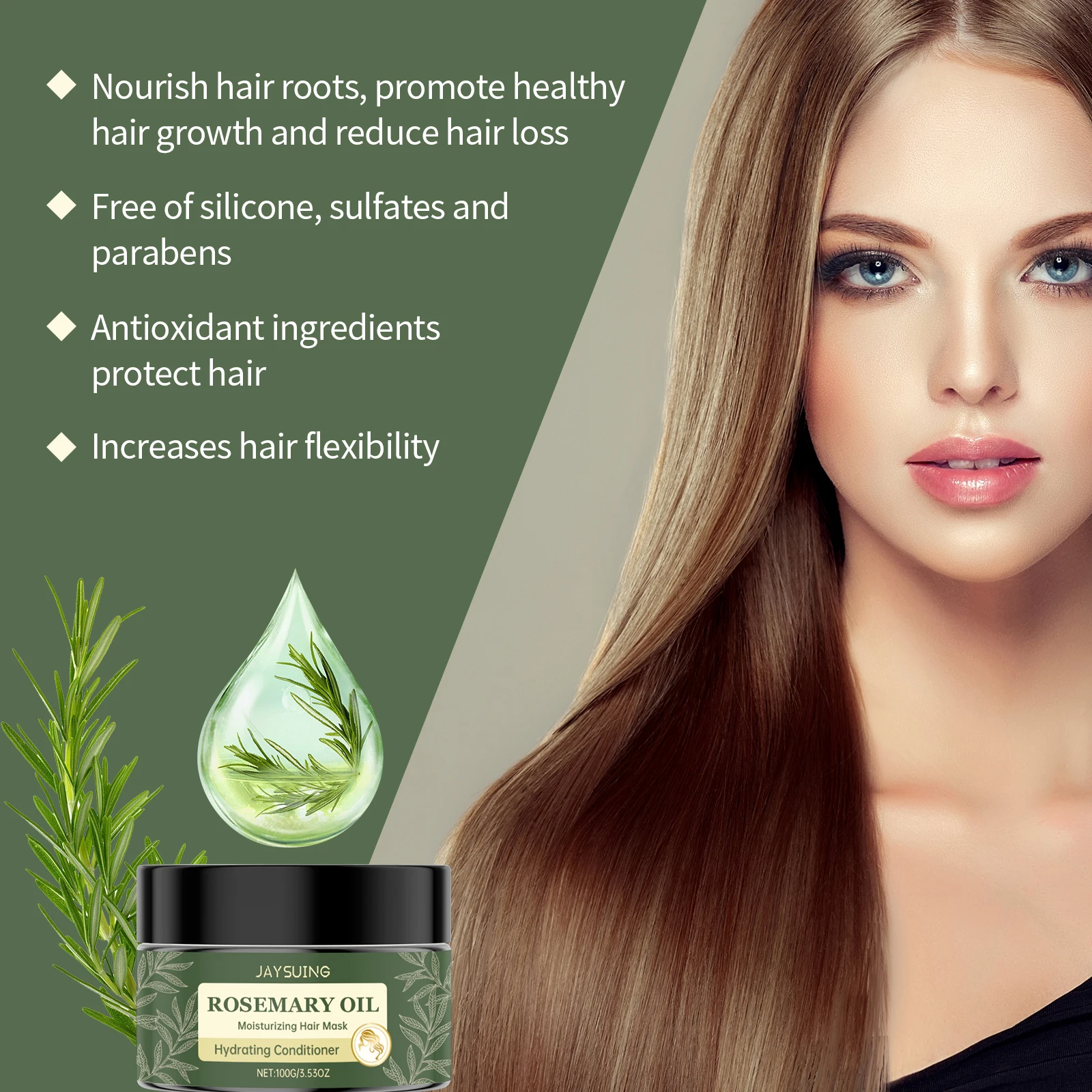 Rosemary Nourish Hair Mask Repair Damaged Split Ends Treatment Hair Loss Anti Frizz Strengthen Root Moisturizer Hair Conditioner