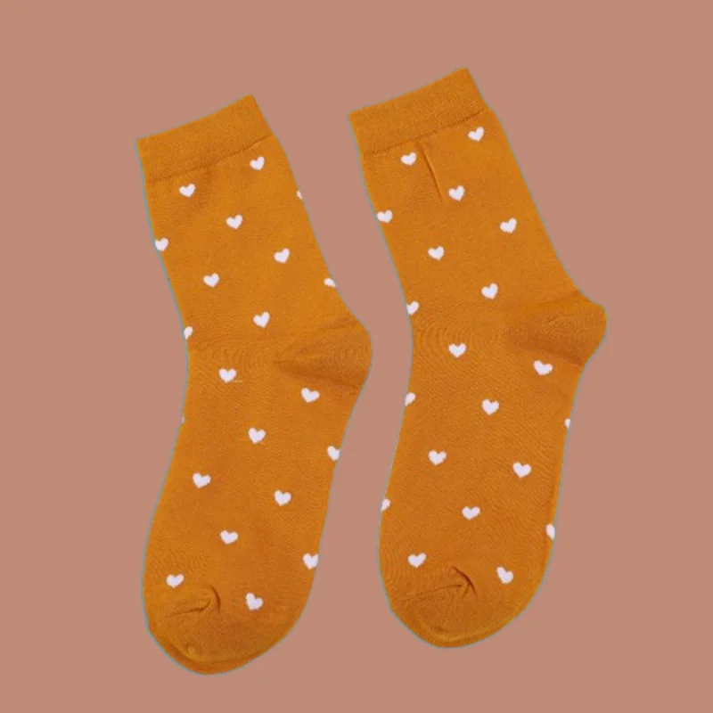 Calcetines medianos de algodón para mujer, medias transpirables e informales, cómodas y sencillas con corazones, 3/6 pares